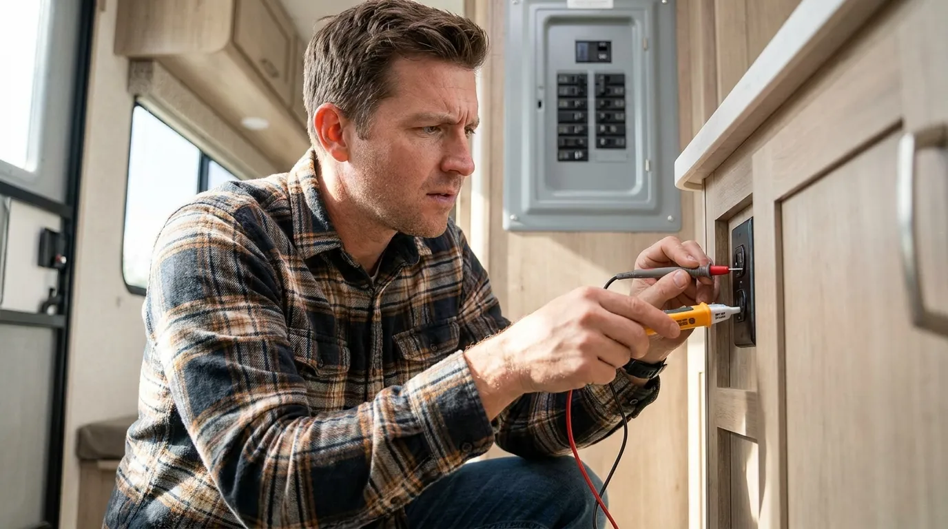 Dead RV outlet despite breaker remaining in the ON position.